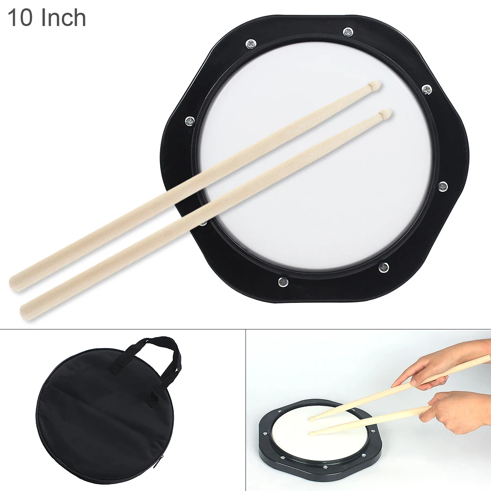 

10 Inch Dumb Drum Practice Jazz Drums Exercise Training ABS Drum Pad with Drum Sticks and Bag for Beginners / Performance