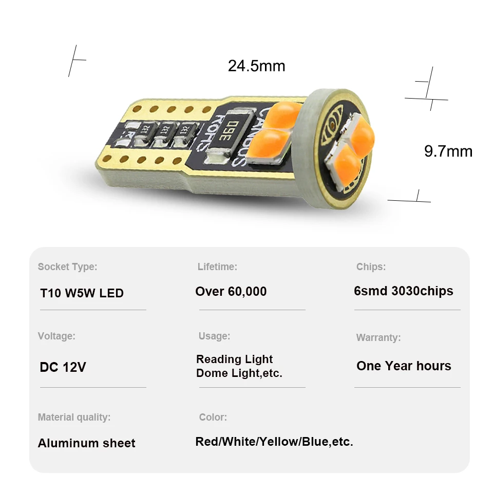 ANMINGPU 2x сигнальная лампа Led W5W Canbus T10 светодиодные лампы 3030SMD 194 168 автоматический