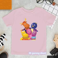 kawaii girls t shirts cute backyardigans cartoon print girl clothes summer tees harajuku children tshirt pink short sleeved tops
