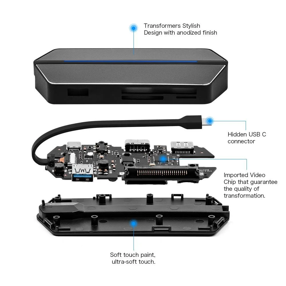 

Office Hub Docking Station USB-C Multifunctional Hub Type-C To HDMI-Compatible 8-in-1 Converter HUB Extension Dock