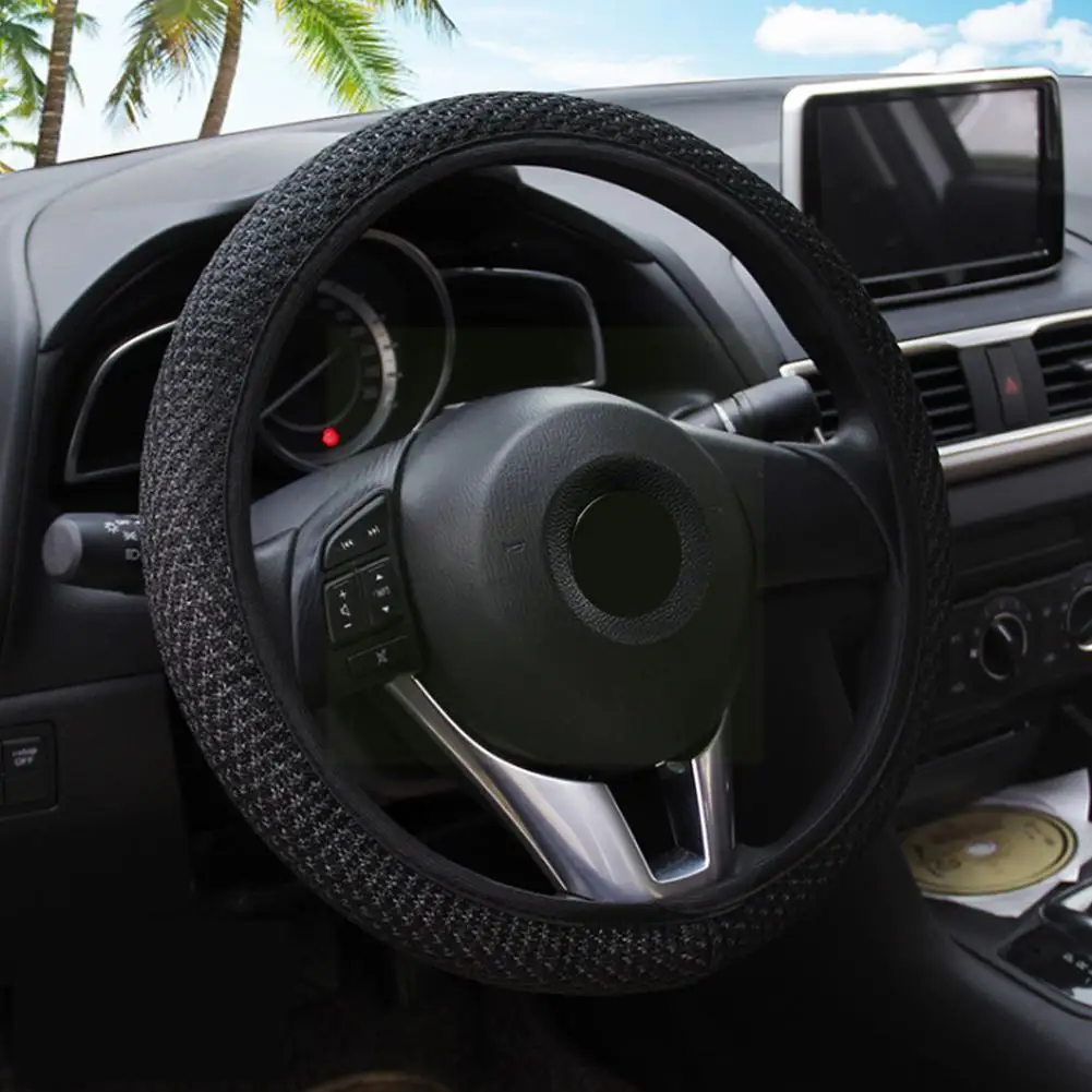

Soft Steering Wheel Cover Auto Anti-slip Safety Automotive Interior Car Cover Parts Braiding Decoration 38CM Summer With El J6P7