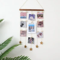 handmade wall hanging photo display macrame home decor five pointed star tassel wood metal diy to install creative stand