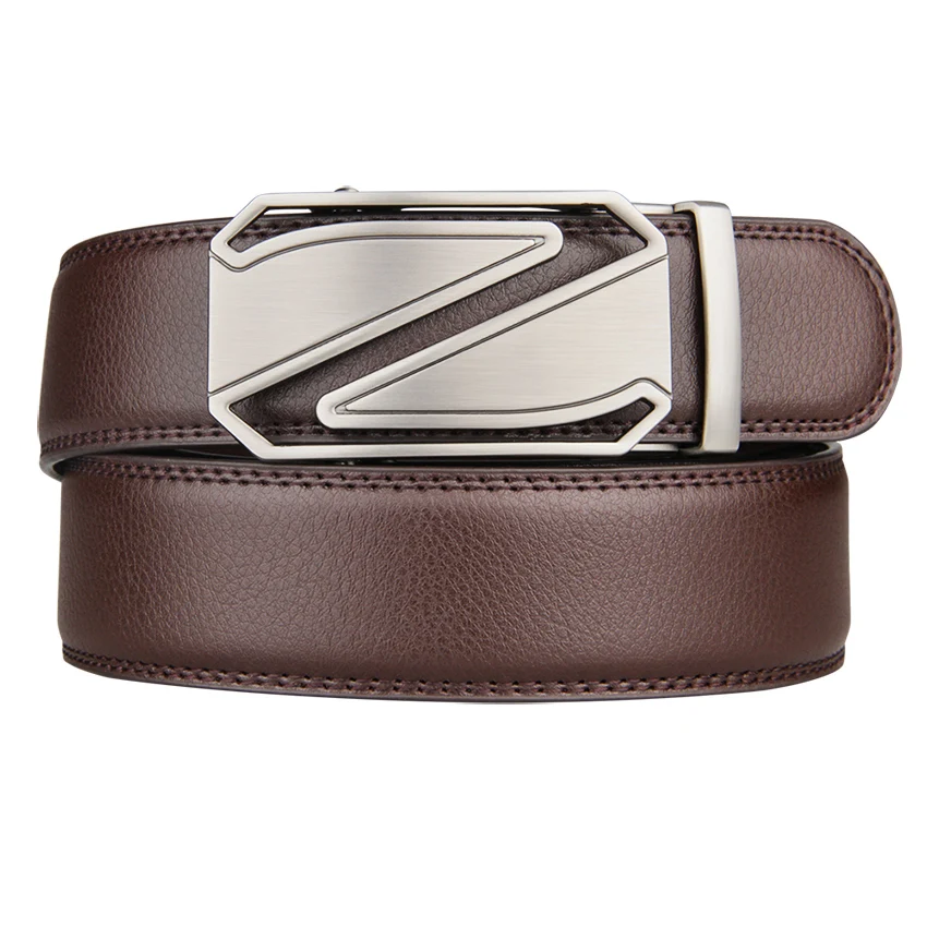 Arrival New Cowhide Genuine Leather Belt For Men 3.5cm Width Mens Automatic Buckle Brand Luxury Coffee Mens Belts