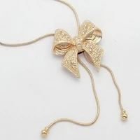 korean fashion bow crystal inlaid pendant sweater chain butterfly long necklace for women clothing accessories new jewelry