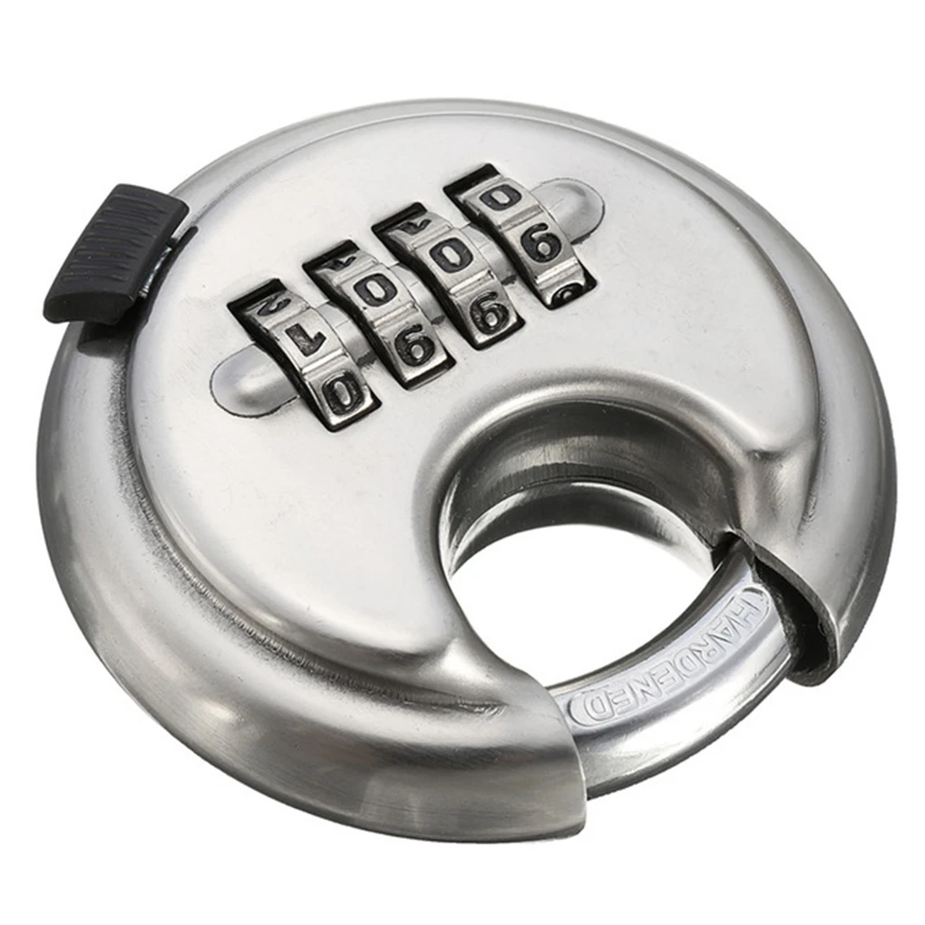 

4 Digit Combination Combination Lock Stainless Steel Safety Lock Drawer Storage Cabinet Trunk Door Warehouse Round Padlock