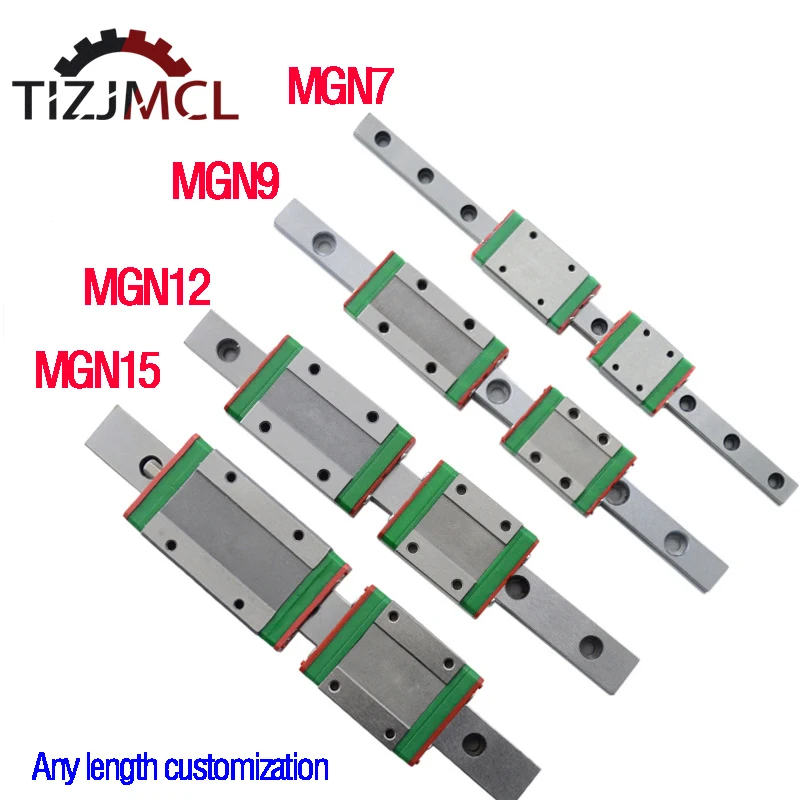 Миниатюрная линейная направляющая MGN9 MGN12 MGN15 MGN7 1 шт. MGN + каретка 100 350 500 600 800 1000 мм