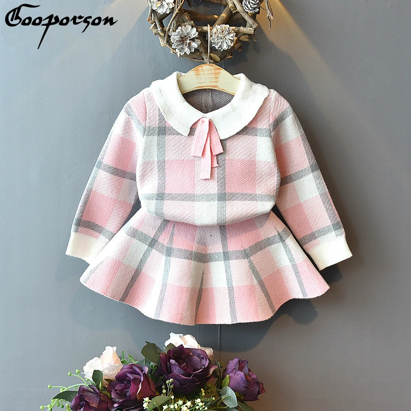 Зимний вязаный комплект одежды для маленьких девочек рождественские наряды