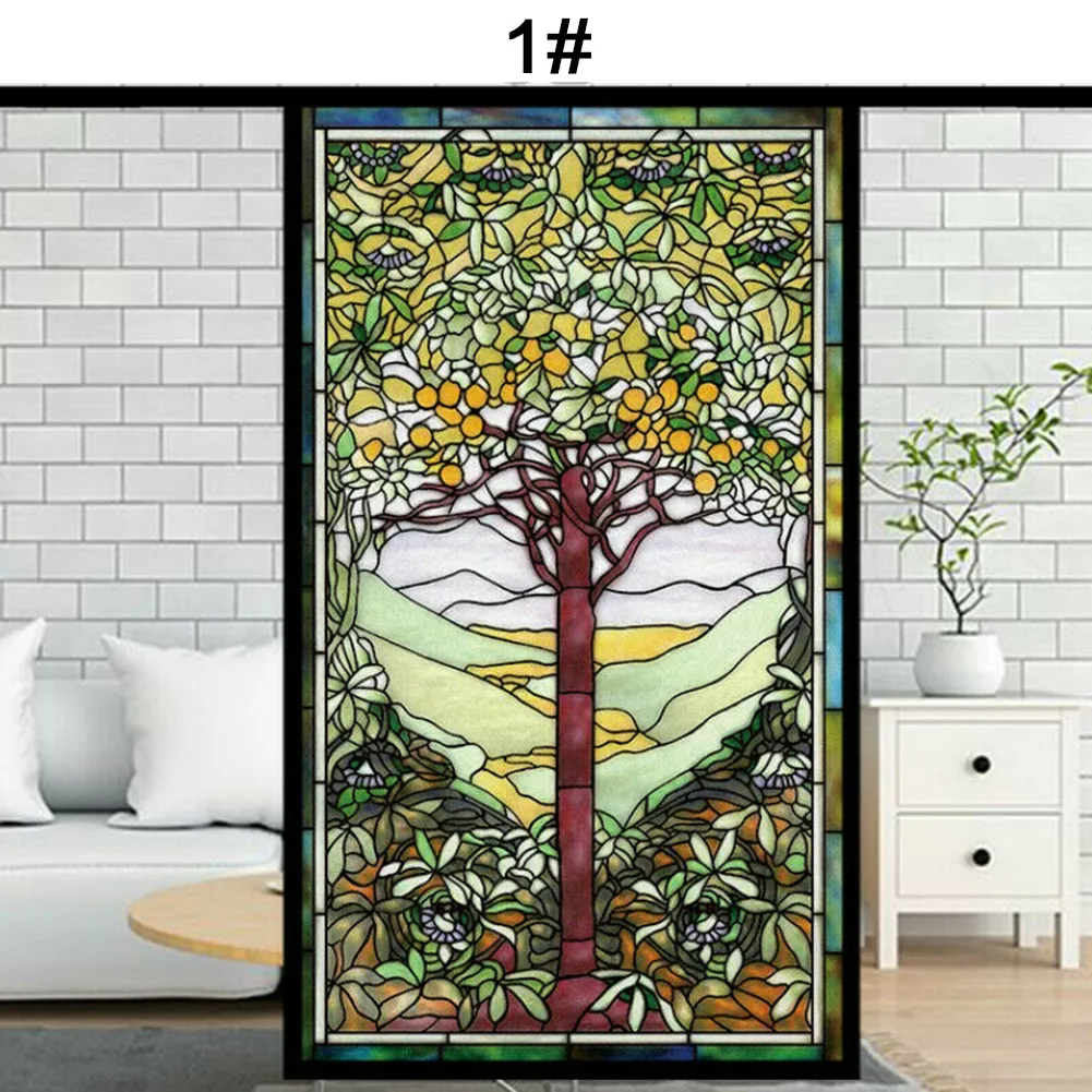 

Window Privacy Static Film Sun Blocking Translucent Frosted Stained Church Art Glass Decal Sticker Anti-peep Home Office Decor