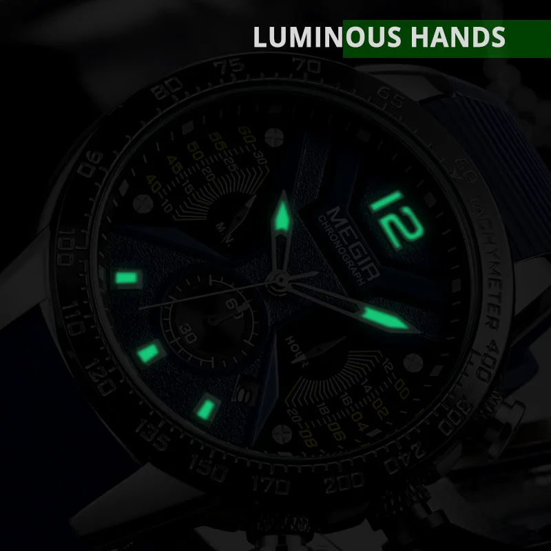 Мужские s часы лучший бренд класса люкс MEGIR спортивные для мужчин хронограф