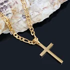 Ожерелье с подвеской в стиле хип-хоп для мужчин и женщин, модная цепочка Фигаро под золото из нержавеющей стали 316L, христианский чокер, ювелирное изделие