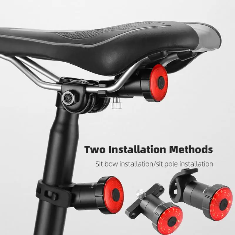 

LED Smart Bicycle Tail Rear Light Auto Start Stop Brake Induction Taillights Waterproof USB Charging MTB Cycling Warning Lamp