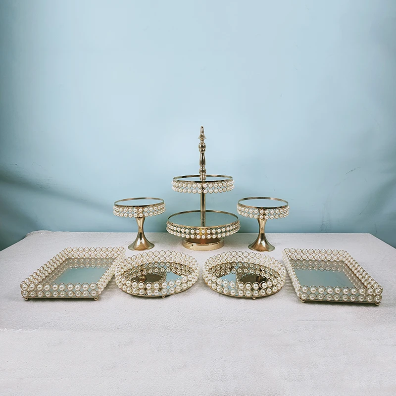 Жемчужный торт подставка золото и серебро кекс Свадебные благородные вечерние