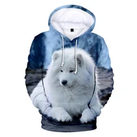 personality oversized samoyed wolf animal hoodies men and women 3d printed sweatshirt harajuku autumn winter hoodie casual coat
