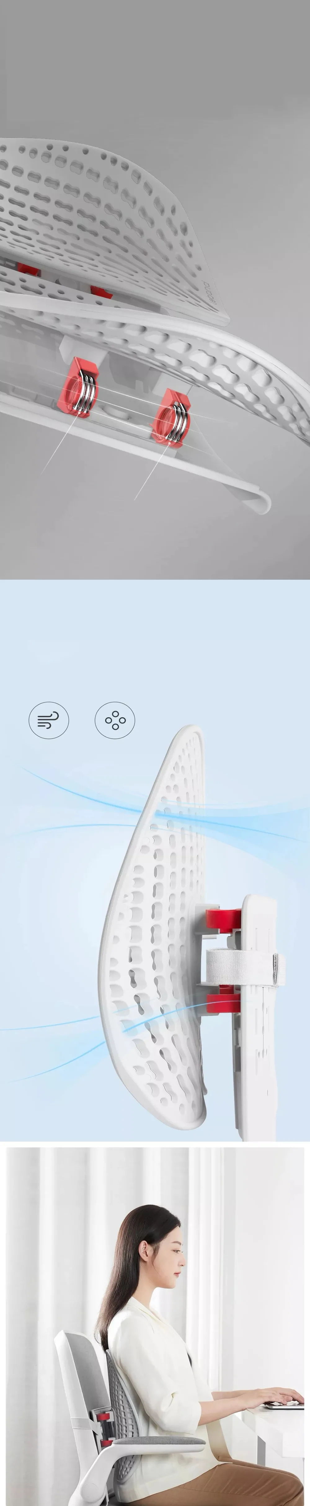 Xiaomi Leband Регулируемая эргономичная поддержка спины с одной клавишей подъемная обмотка динамическая Удобная подушка для спинки стула