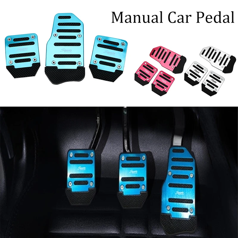 

3Pcs Auto Vehicle Non-slip Pedal Car Pedal Cover Set Aluminium Alloy Car Foot Treadle Cover Pad Manual Transmission Car-styling