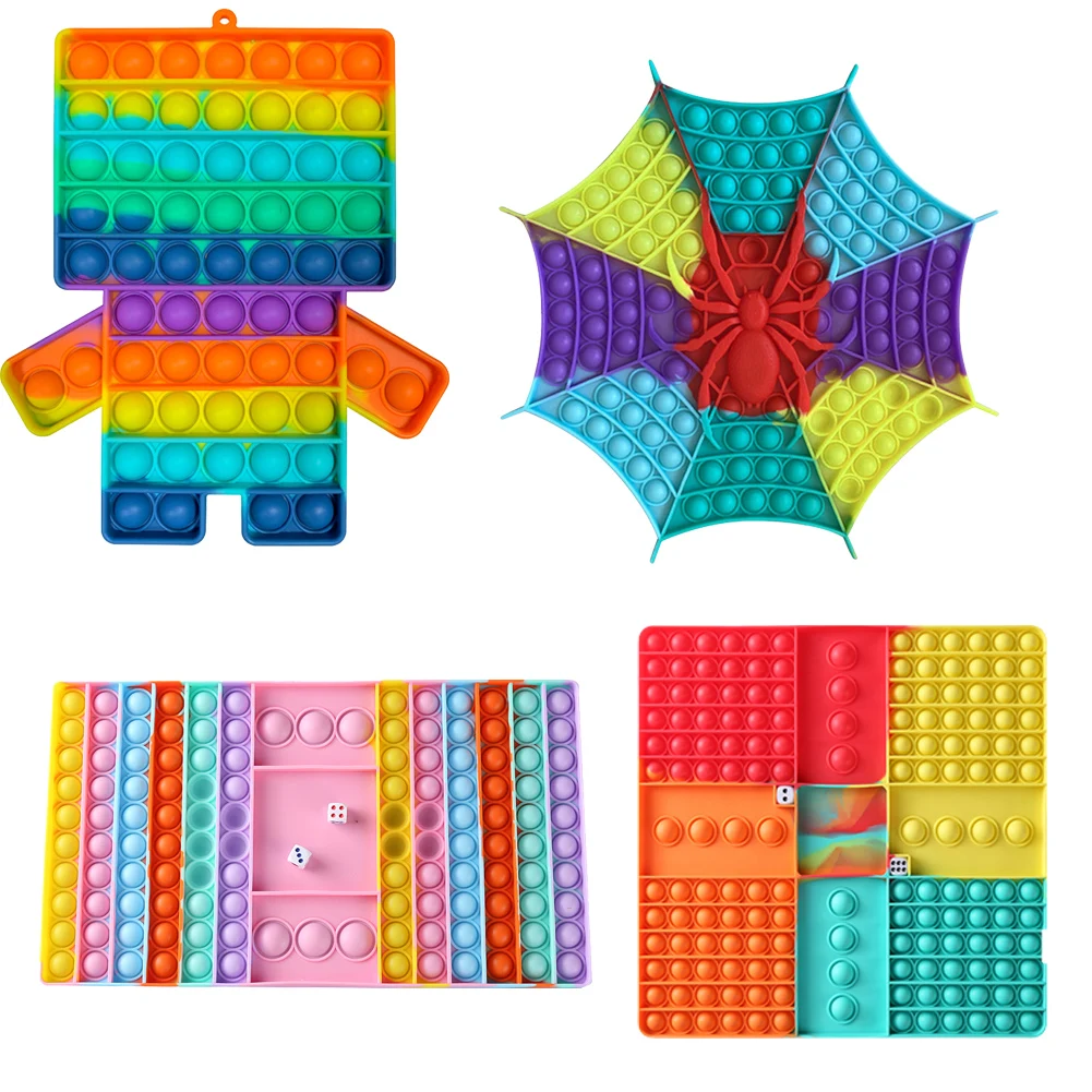 

Игра большого размера, игрушки-фиджеты, радужная шахматная доска с пузырьками для снятия стресса, сенсорная игрушка для родителей и детей, и...