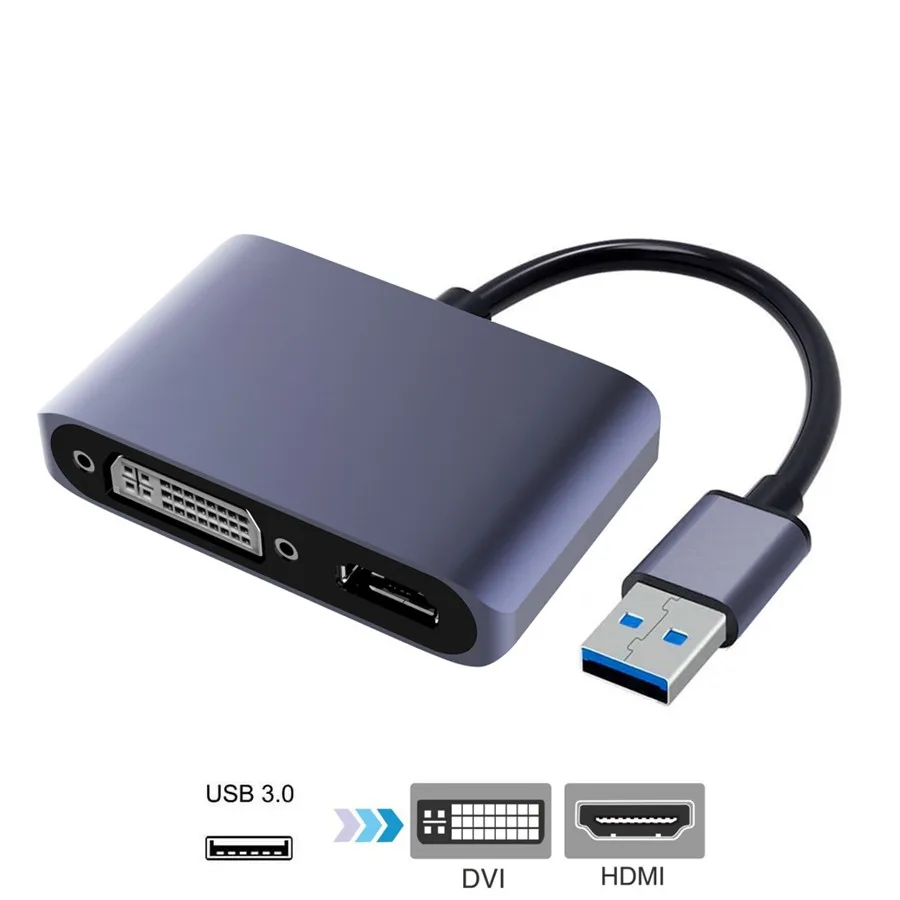 Адаптер USB 3 0 к HDMI DVI двойной usb конвертер Displayport с поддержкой выход синхронизации