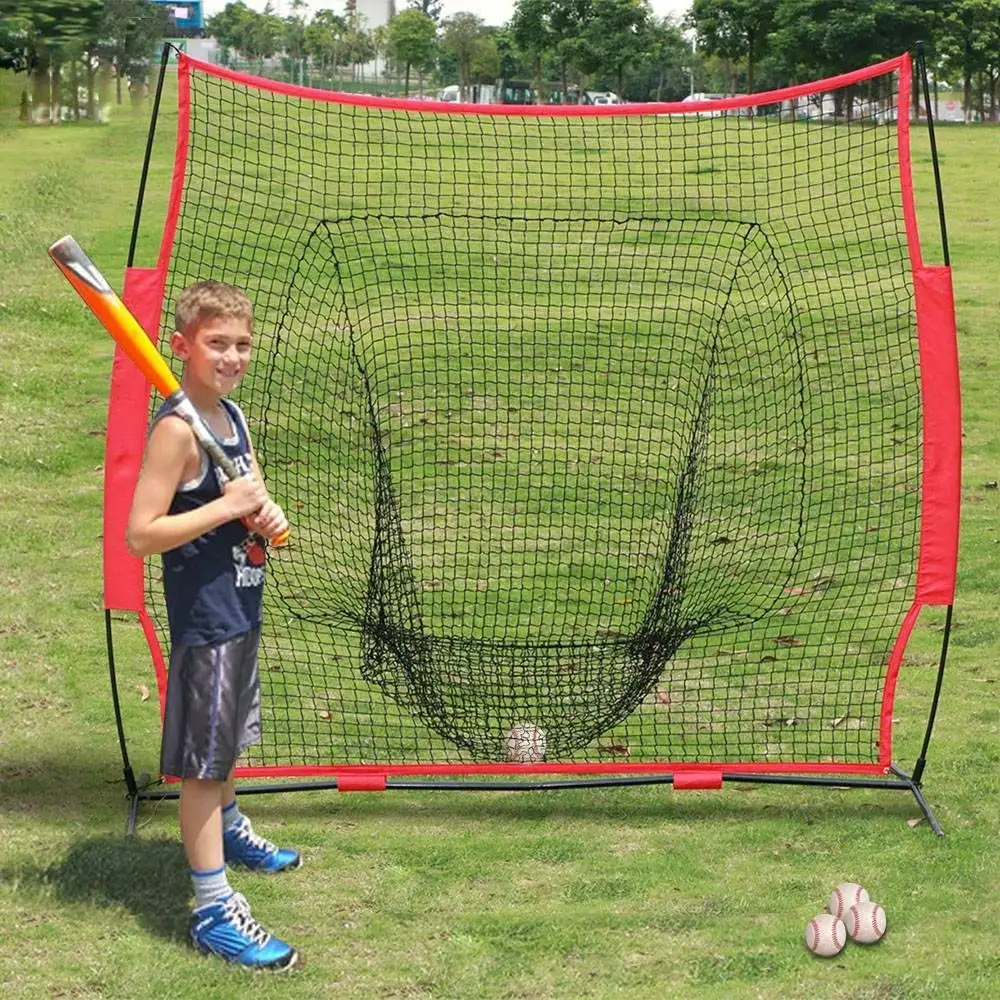 Portable Durable 7 x 7 foot Softball Baseball Practice Net with Bow Frame Carrying Bag Outdoor Softball Training Net