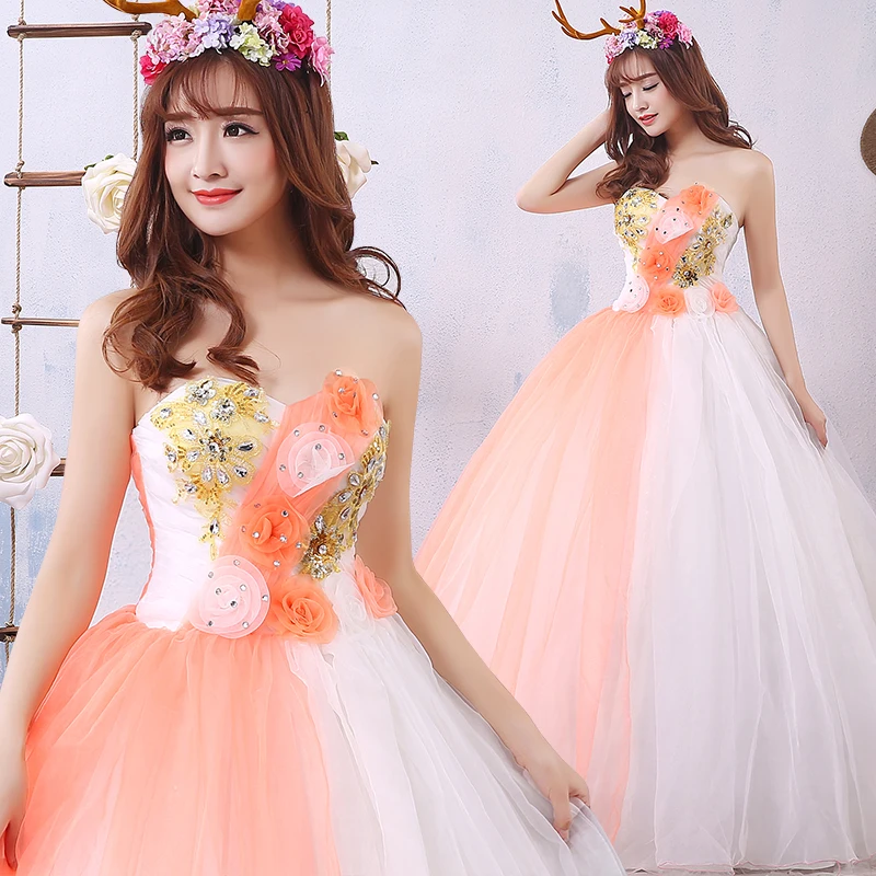 Ярко-розовые милые 16 Бальные платья с аппликацией из бисера Длинное Пышное