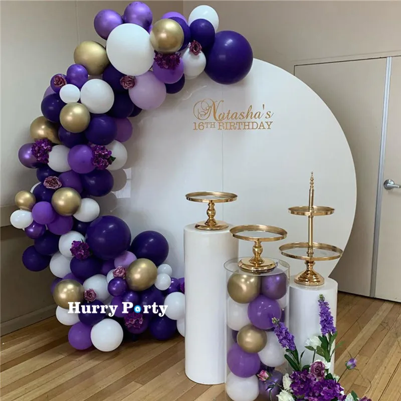 150 шт. металлические золотые воздушные шары белые фиолетовые латексные гирлянды