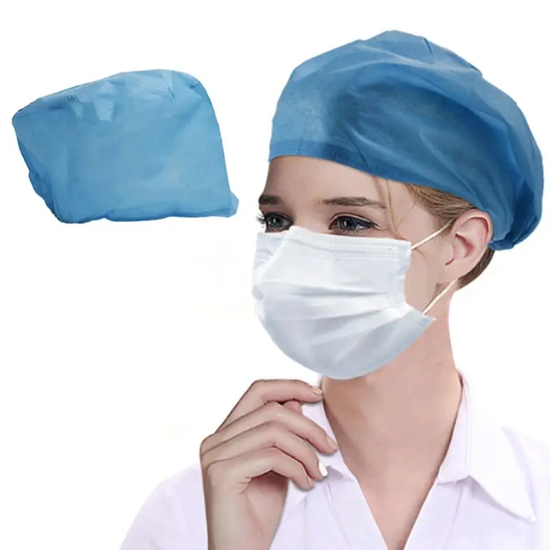 

T3EE 10Pcs Non-Woven Disposable Bouffant Waterproof Dust Proof Elastic Hair Net Head Cover for Doctor Nurse
