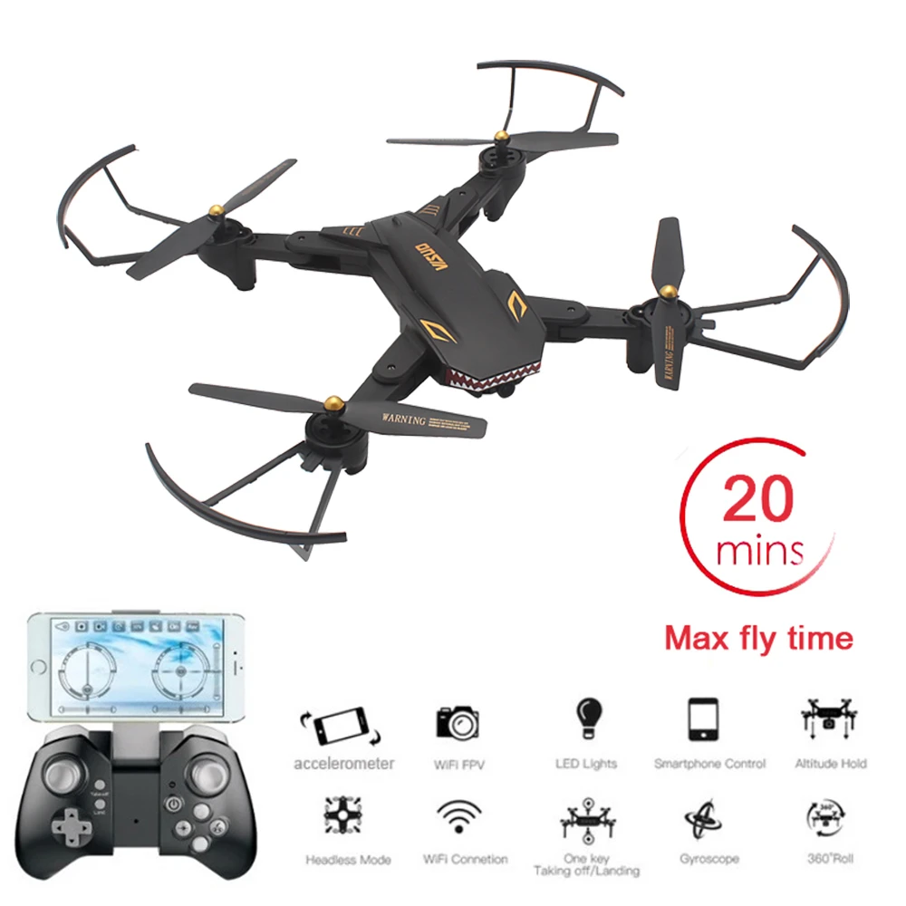 Складной Квадрокоптер Visuo Xs809s Wi Fi Fpv широкоугольная камера Радиоуправляемый Дрон