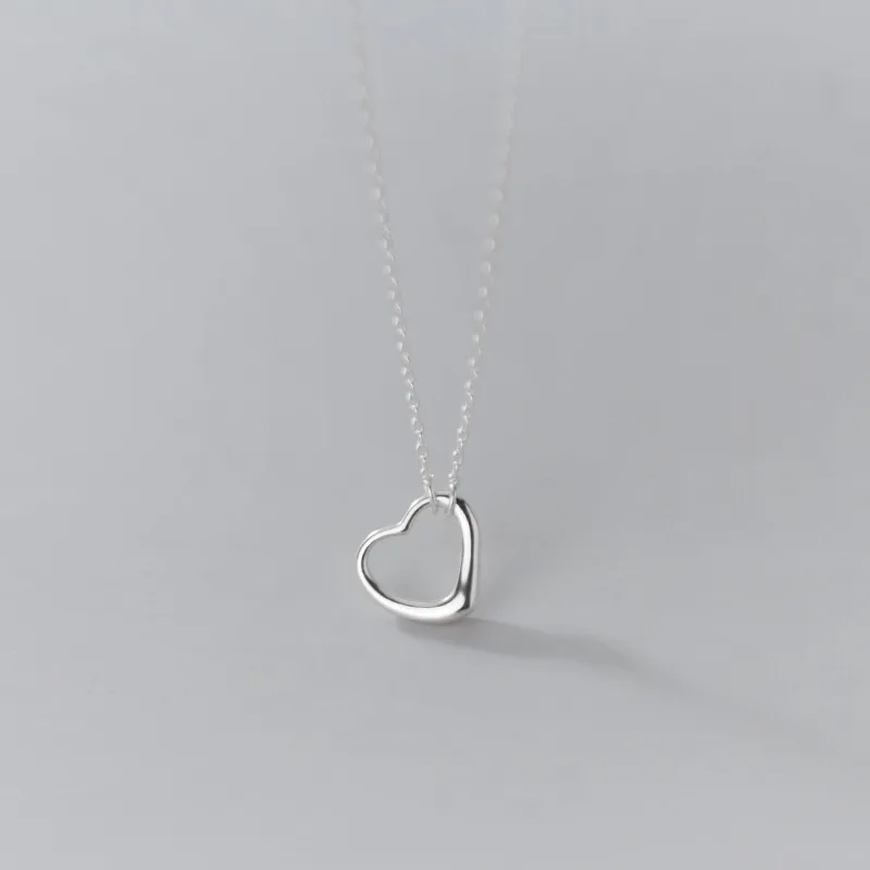 

925 Silver Heart Pendant Necklace Best Friend Kolye Vintage Boho Bijoux Femme Collier Collane Necklace Women Jewelry