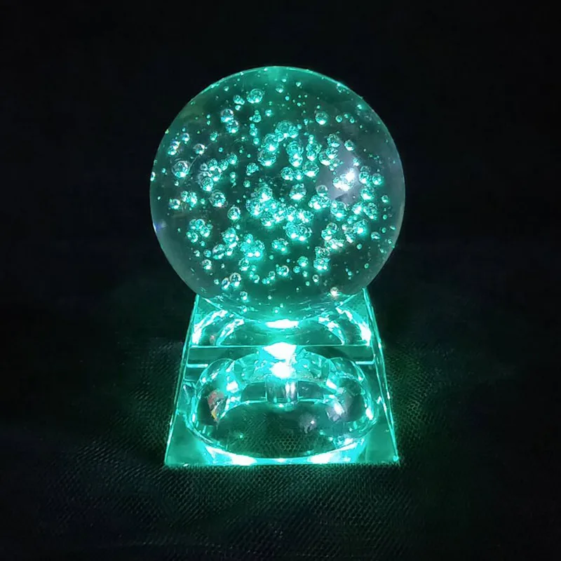 6CM Diameter Bubble Glass Ball Colorful LED Lighting Crystal Base Christmas New Year Home Decoration Accessories Birthday Gifts | Дом и сад