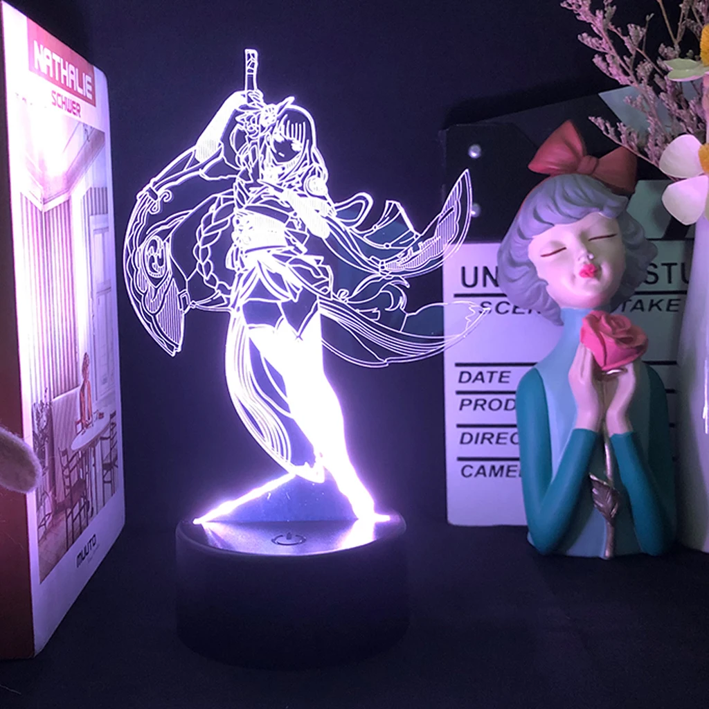 Home 48 Presente do Miúdo Genshin Impacto Night Light Anime Jogo Figura Lâmpada Arataki Itto Quarto Festa Ilusão Decoração Indie Adulto Raiden Shogun Led