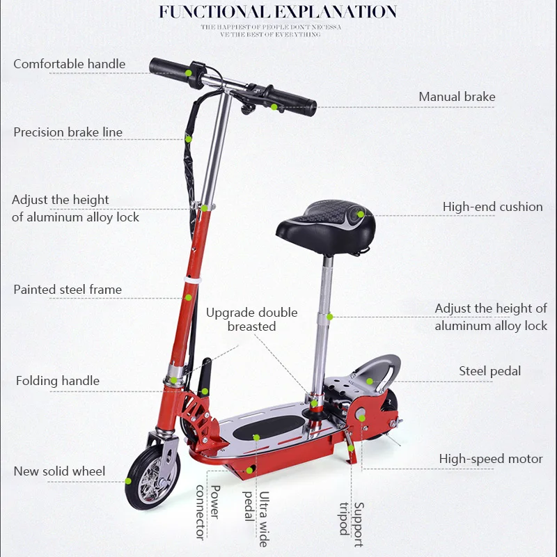 Складной электрический скутер 15 км/ч для взрослых, бытовой легкий мини электрический скутер с максимальной нагрузкой 70 кг, скутер XW