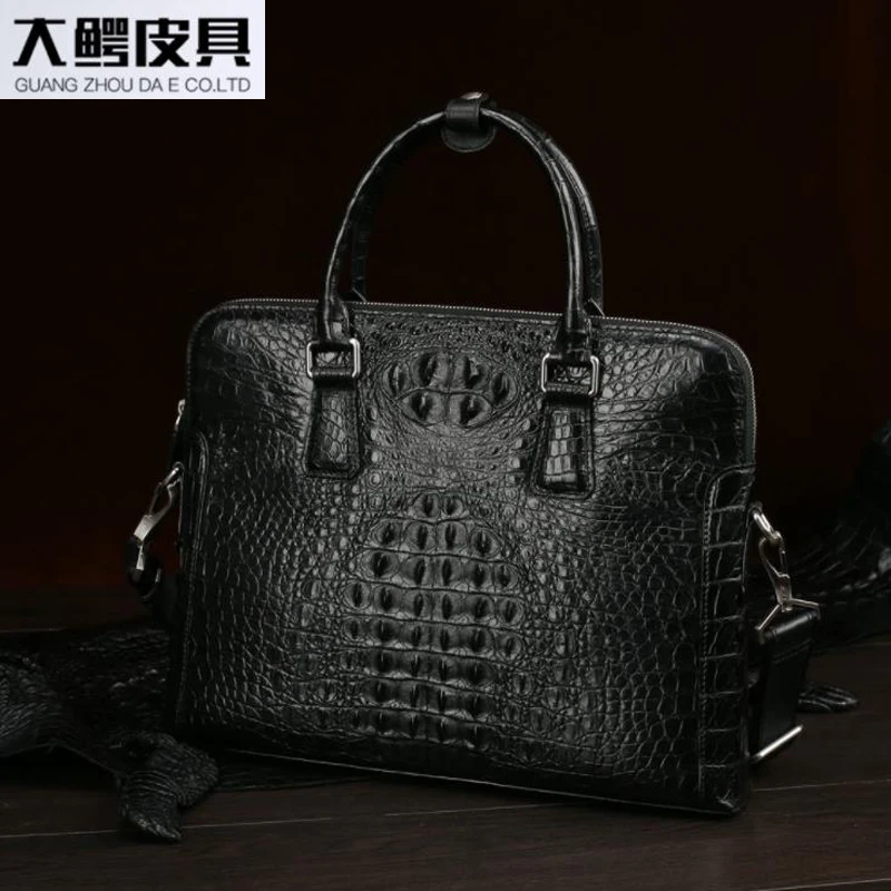 

Fashion Mens Black 100% Genuine Crocodile Leather Handbag Shoulder Bag Laptop Handbags Messgenger Bag Crossbody Bag New