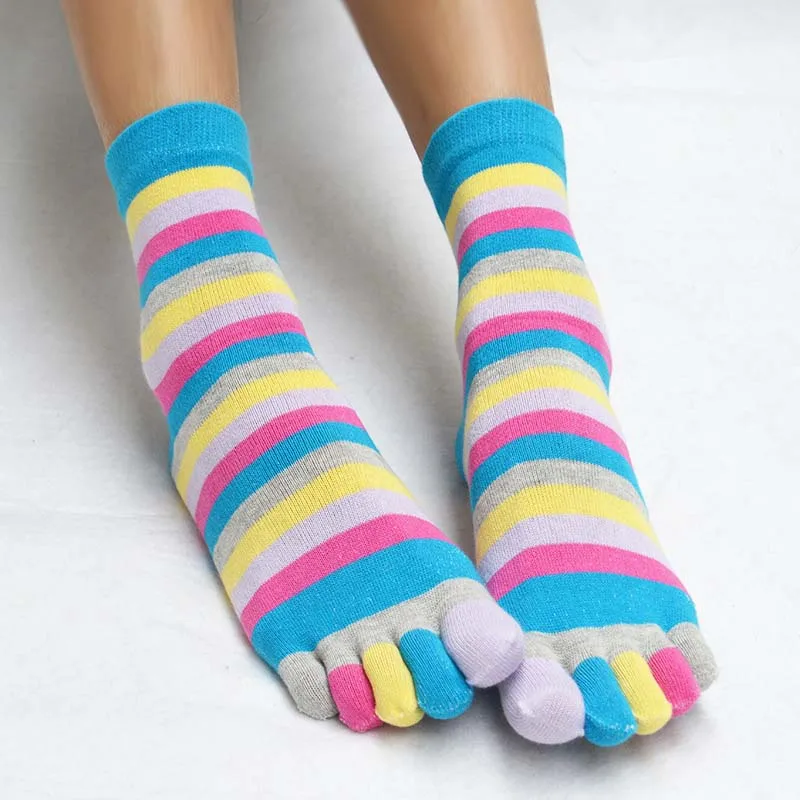 style 1 blue Популярные женские носки с пятью пальцами, модные забавные носки, полосатые хлопковые Повседневные носки с пальцами, цветные рождественские носки skarpetki - Цвет: style 1 blue