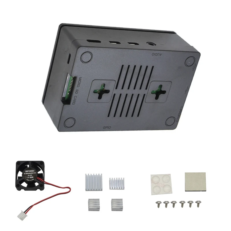 Для Raspberry Pi 4B защитный чехол ABS корпус с охлаждающим вентилятором серебристый