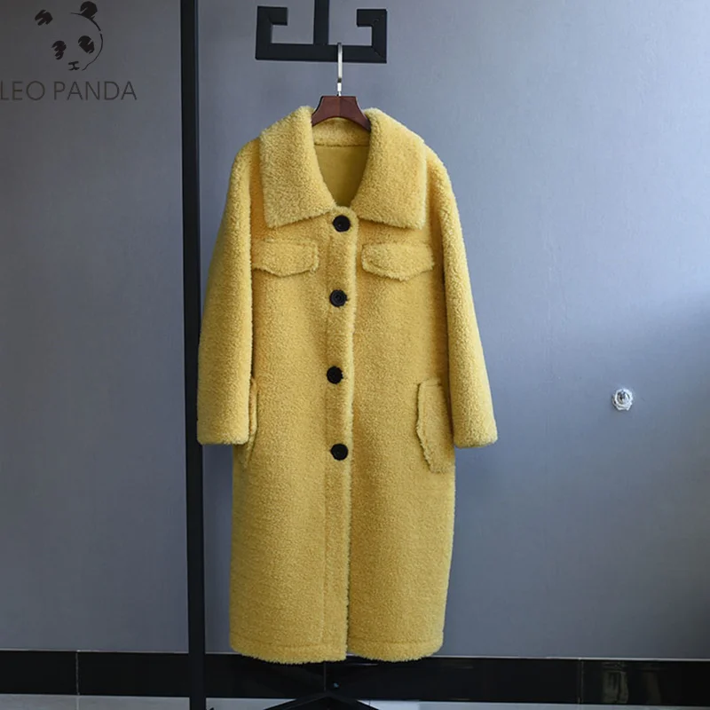 Женская куртка из овечьей шерсти длинное пальто верхняя одежда для улицы зима |