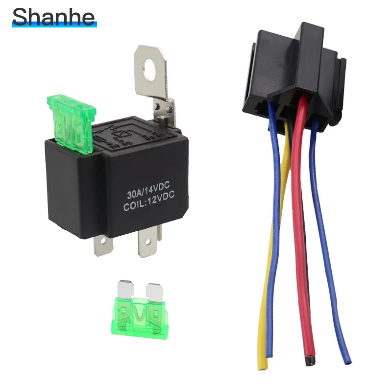 30A DC12V Предварительно проводной 4 Pin релейное монтажное основание Авто релейное гнездо держатель с 2pcs 30A Средний предохранитель