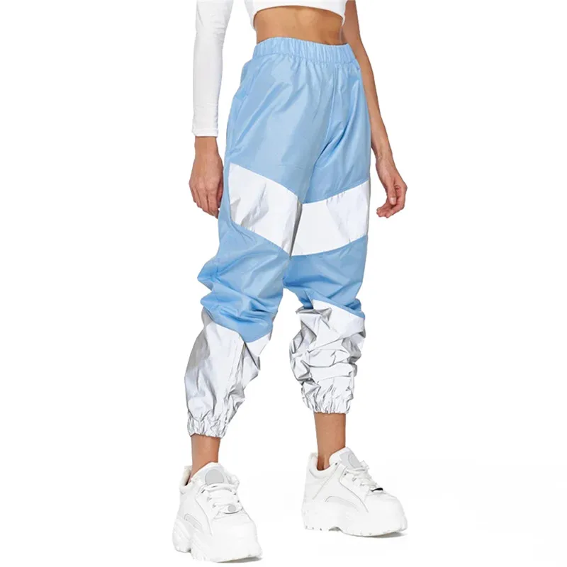 

Women's Sports Sexy Reflective Trousers Fashion Stitching High Waist Beam Feet Trendy Casual Pants Autumn Winter Long Trousers