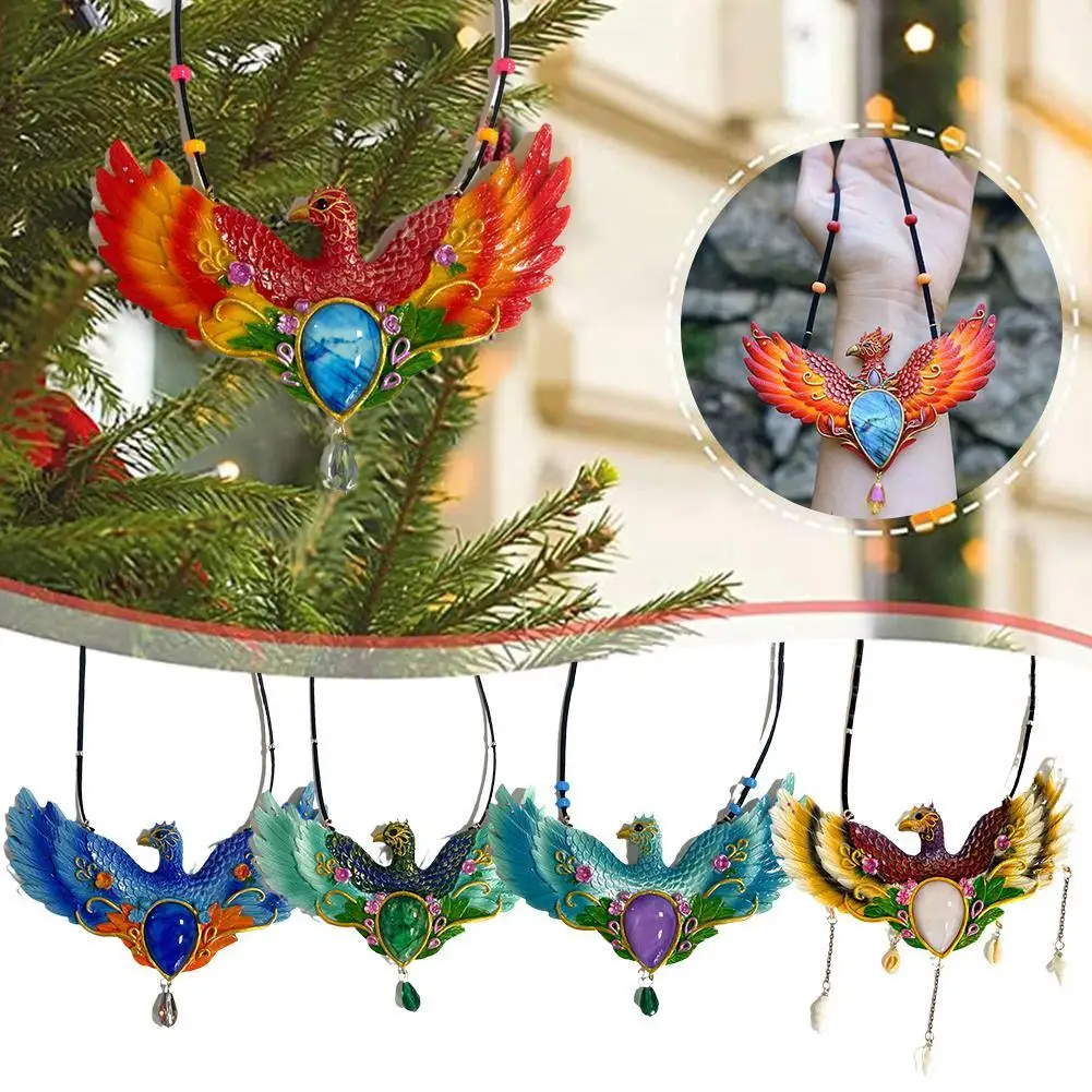 

New Resin Colorful Peacock Phoenix Statue Pendant Color Divine Bird Wall Decorations Home Crafts Hanging Pendant Bird Wall Decor