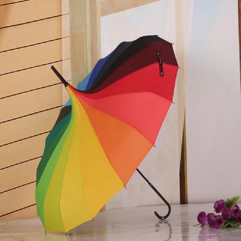 

50pcs Fashion Rainbow Pagoda Palace Creative Umbrella Sun Rain Lady Princess Royal Long-handled Straight Golf Umbrella