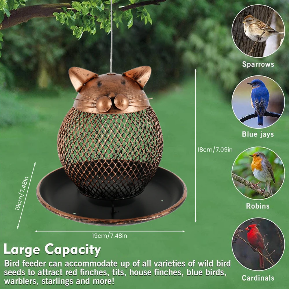

Universal Bird Feeder Cat Shaped Vintage Handmade Outdoor Villa Garden Decoration Hanging Bird Outdoor Feeder Pet Bird Supplies