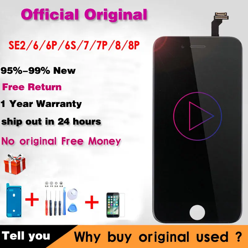 Официальный Оригинальный ЖК экран для iPhone SE 2020 6 7 8 сменный 6s plus дисплей с