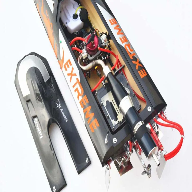 G30D ARTR-RC стекловолокно RC Monohull лодка 30CC двигатель RadioSys серый с оранжевым огнем THZH0069