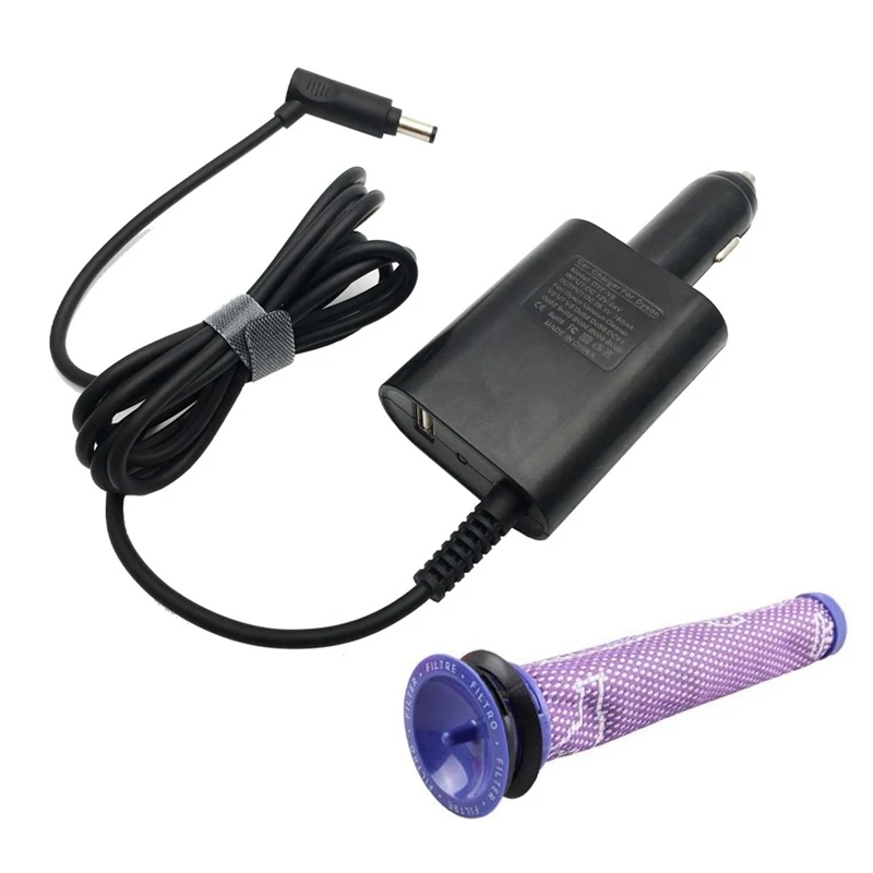 

26.1V Vacuum Cleaner Battery Auto Car Charger with Washable Filters Set for Dyson V8 V7 V6 DC58 DC59 Replacement Part