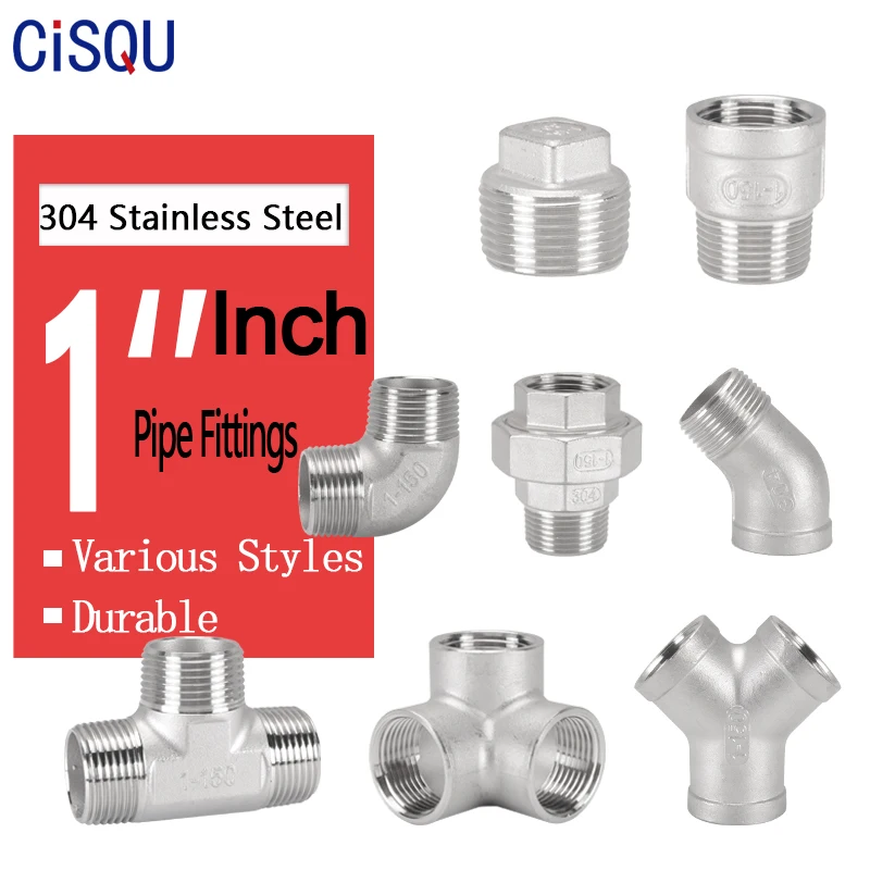 

1 ''разъем Нержавеющая сталь трубы фитинги футболка, рукав муфта крест ниппель муфта фильтр с резьбой папа Женский муфта адаптеры для сим-ка...