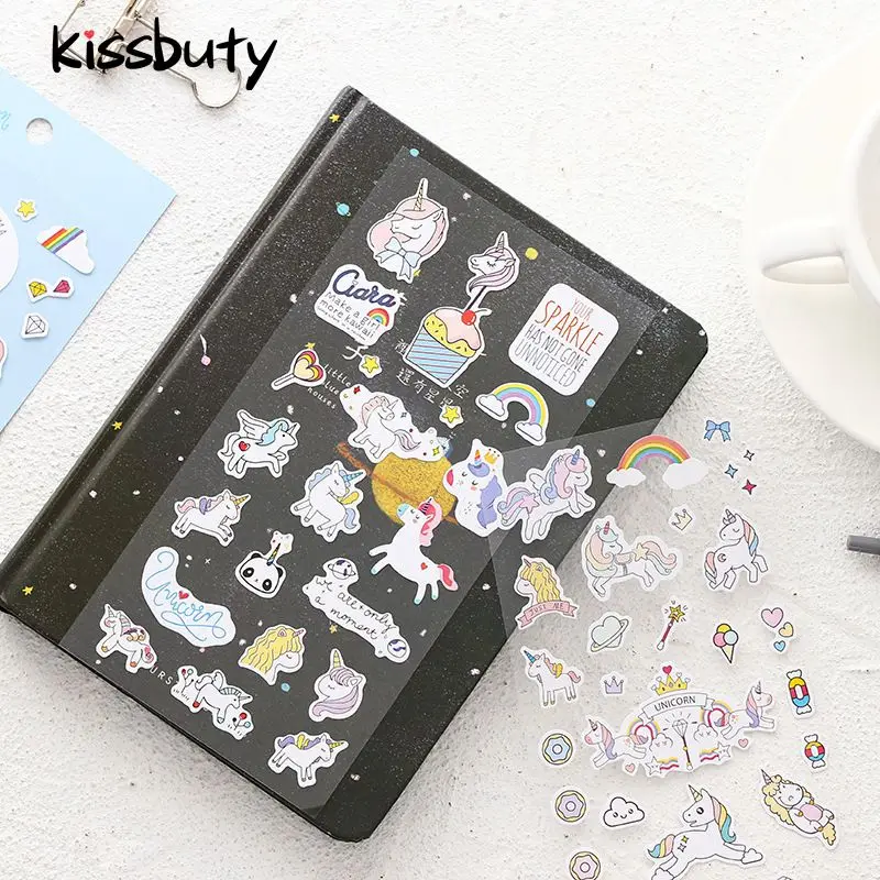 

Creativity Cute Unicorn Sticker Washi Sticker Pack journal DIY Decoration Kawaii Sticker Scrapbook Stationery Diary Stickers