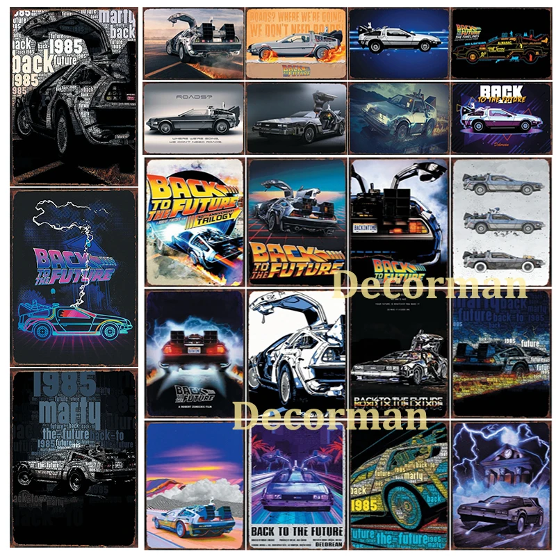 

[ DecorMan ] Back to the Future CAR Metal SIGN Custom Movie Poster Wall Painting PUB Room Bar Hotel Room Student Decor LTA-2013