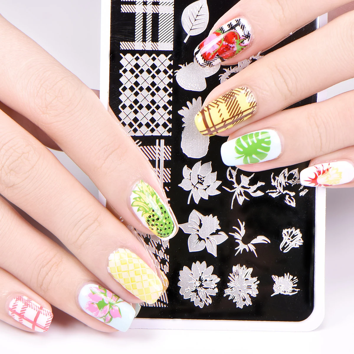 BEAUTYBIGBANG 6*12 см гвоздь штамп прямоугольник напечатанный DIY цветок лист природа геометрический плед маникюрная пластина для стемпинга для нейл-арта