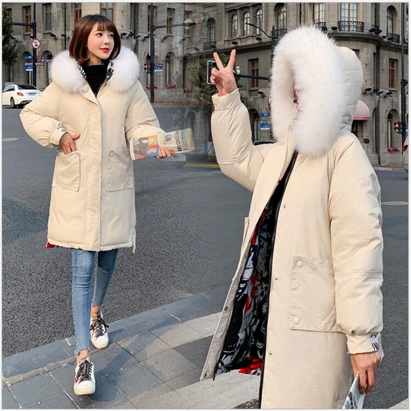 Модные теплые длинные женские парки с капюшоном плотное зимнее пальто для женщин