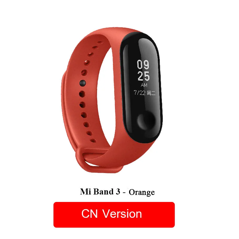 CN Version Orange Браслет для Xiaomi Mi Band 3 Miband 3 Умный Смарт Фитнес браслет трекер с Шагомер 0,7" OLED Сенсорный экран Водонепроницаемый ми бэнд 3 мибенд 3 - Цвет: CN Version Orange