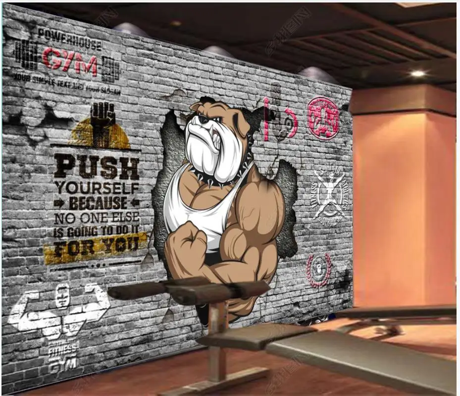 

Custom murals wallpaper for walls 3 d Gym mural Retro nostalgic 3D dog gym background wall papers for living room decoration