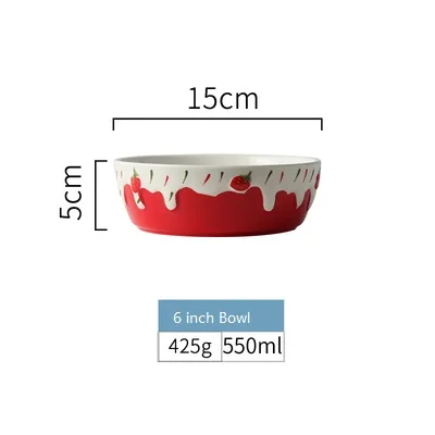 Fruit Bowl Ins Горячая тиснение крем миска в форме клубники Cearmic чашки тарелка милые столовые приборы салатник овса чашка для еды кофе кружка молоко чашка лапша чаша - Цвет: Fruit Bowl